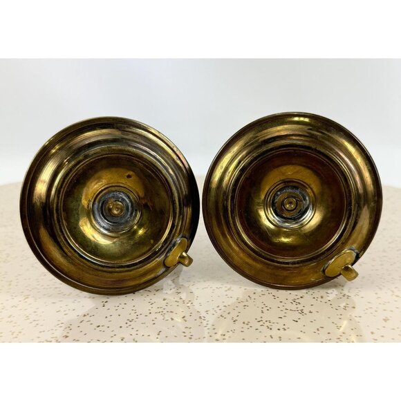 Vintage brass candlesticks, pair of adjustable push up candleholders - Picture 6 of 10